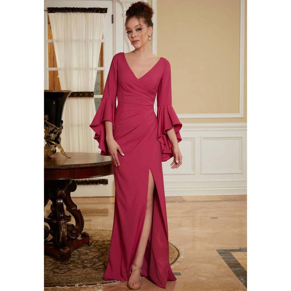 NEW MGNY bell sleeves mother of the bride dress in raspberry